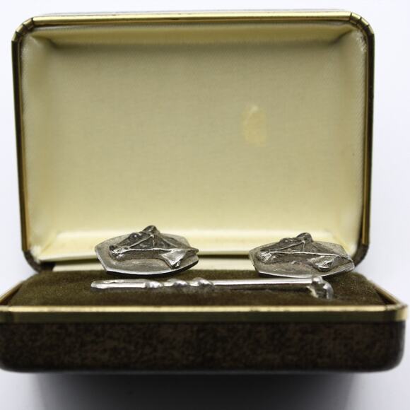 Vintage Horse Cuff Links and Riding Crop Tie Bar Set Original Gift Box - Hey Viv - Picture 3 of 7